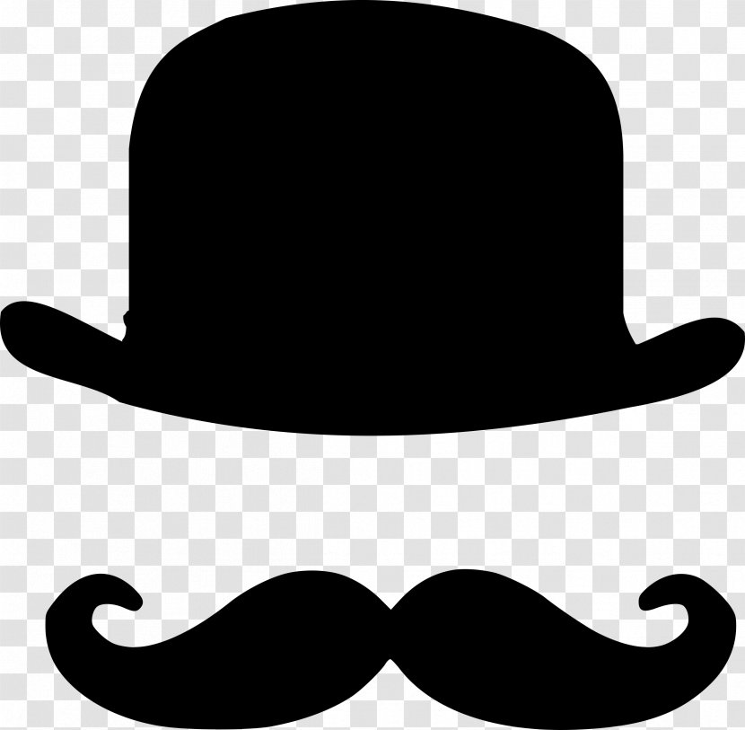 Bowler Hat Moustache Top Clip Art - Mustache Vector Transparent PNG