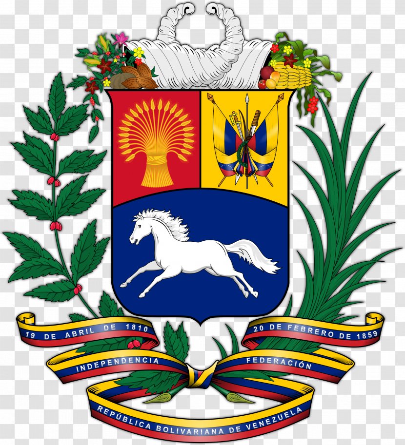 Coat Of Arms Venezuela Escutcheon Flag - Flora - Escudo De Transparent PNG