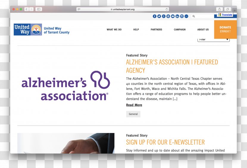 Computer Program Alzheimer's Association Online Advertising Web Page - Screenshot Transparent PNG