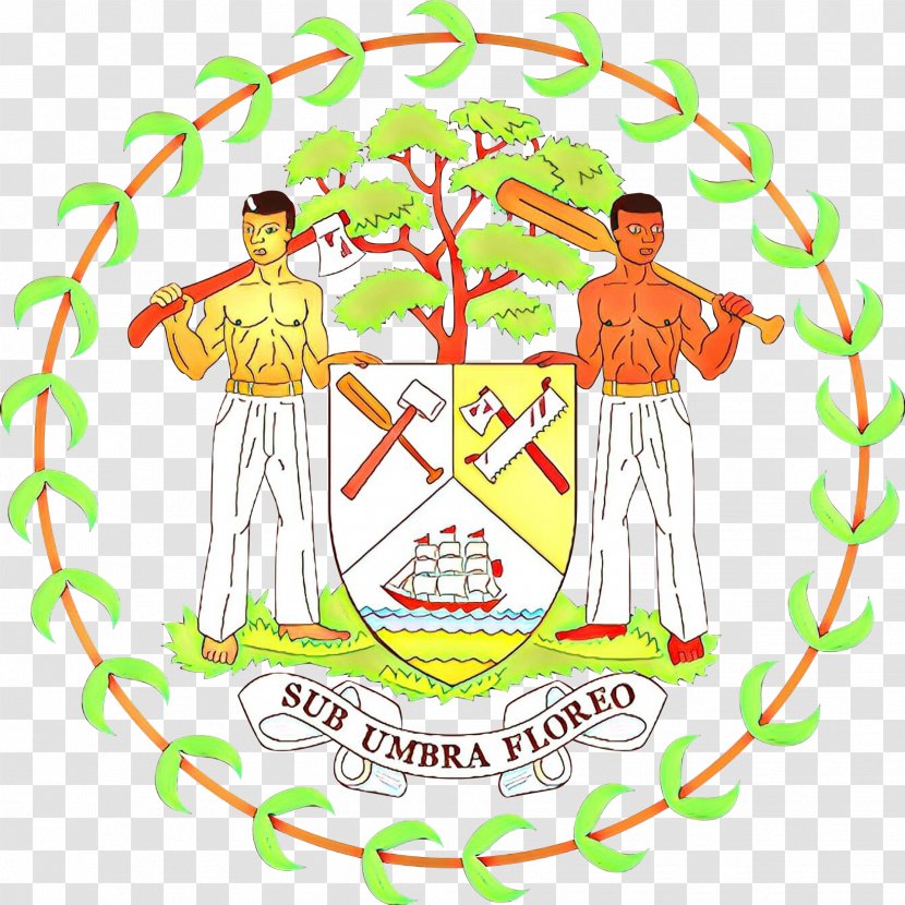 Flag Background - Coat Of Arms Belize - Line Art Logo Transparent PNG
