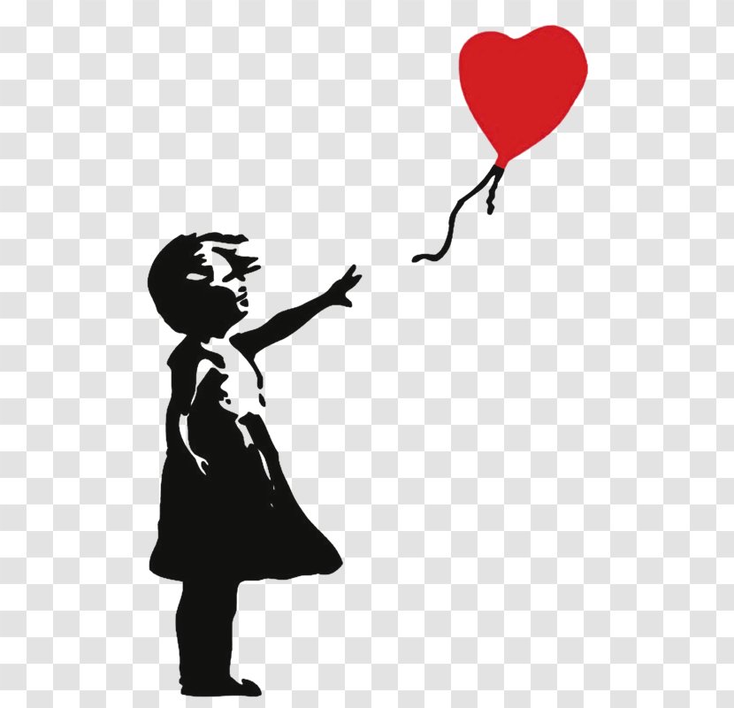 Balloon Girl Stencil Graffiti Street Art - Heart Transparent PNG