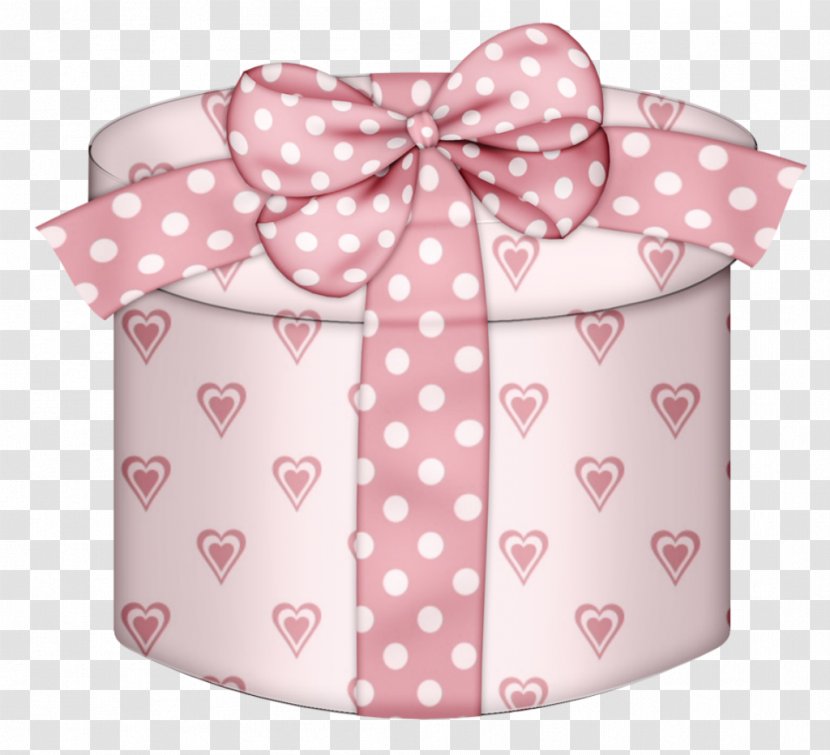 Christmas Gift Box Clip Art - Purple - Pink Hearts Round Clipart Transparent PNG