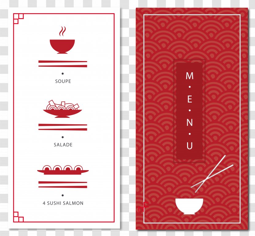 Sushi Japanese Cuisine Menu - Red - Vector Card Table Transparent PNG
