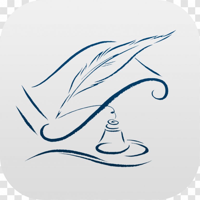 Quill Inkwell Fountain Pen Paper - Line Art Transparent PNG