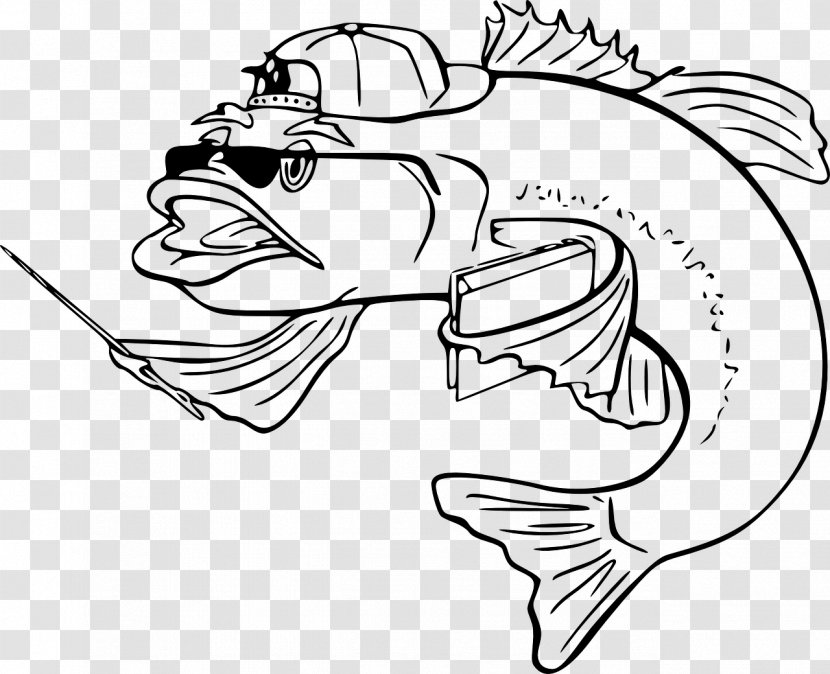 Drawing Fishing Bass Clip Art - Heart Transparent PNG