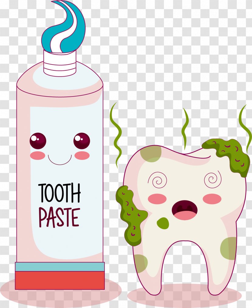 Tooth Cartoon - Drinkware - Vector Hand-painted Toothpaste Comics Transparent PNG