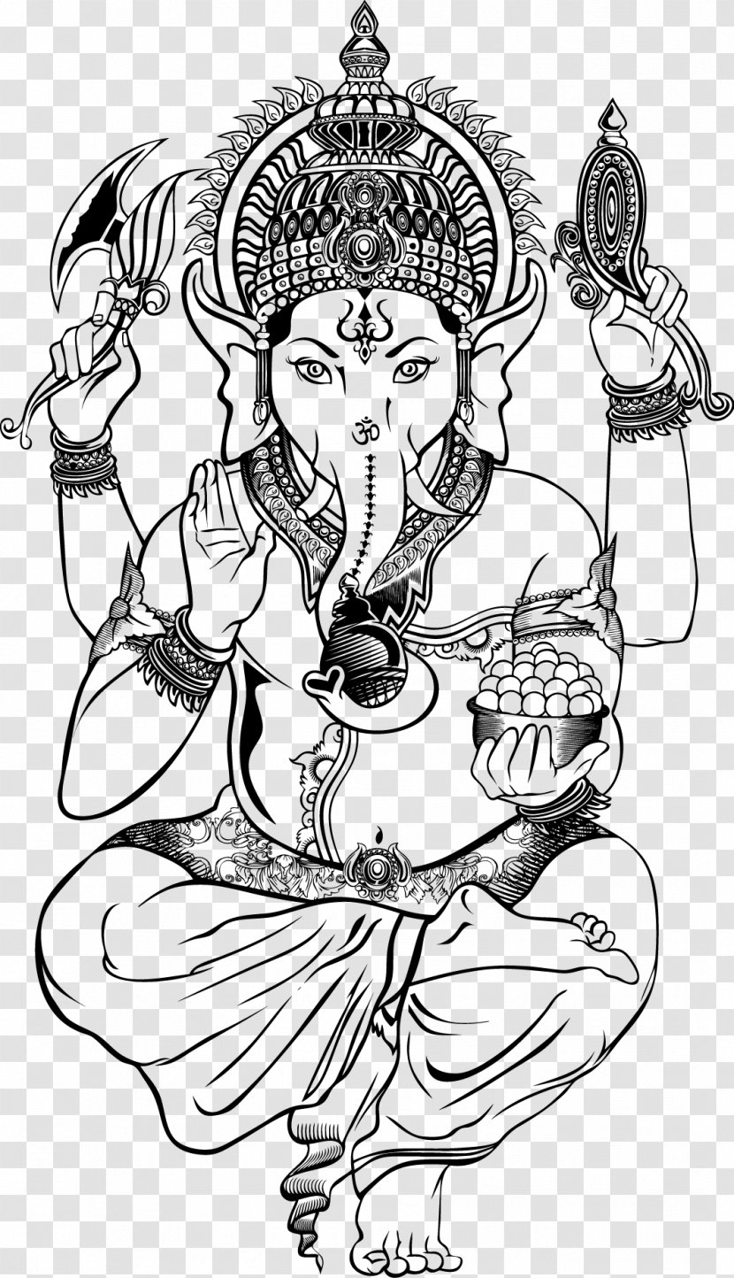 Ganesha Shiva Deity Illustration - Silhouette - Vector Transparent PNG