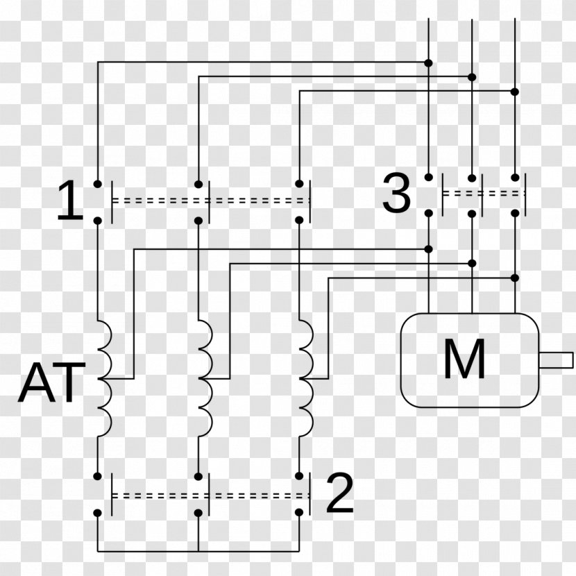 Korndörfer Autotransformer Starter Wiring Diagram Y-Δ Transform - Singlephase Electric Power - Start Stop Transparent PNG