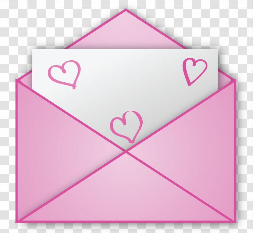 Letter Valentine's Day Heart Clip Art - Magenta - Envelope Transparent PNG