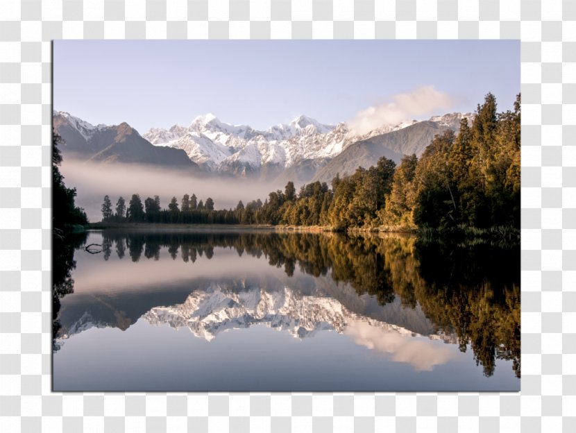 Lake Matheson Reflection Painting Goose Canvas - Landscape Transparent PNG