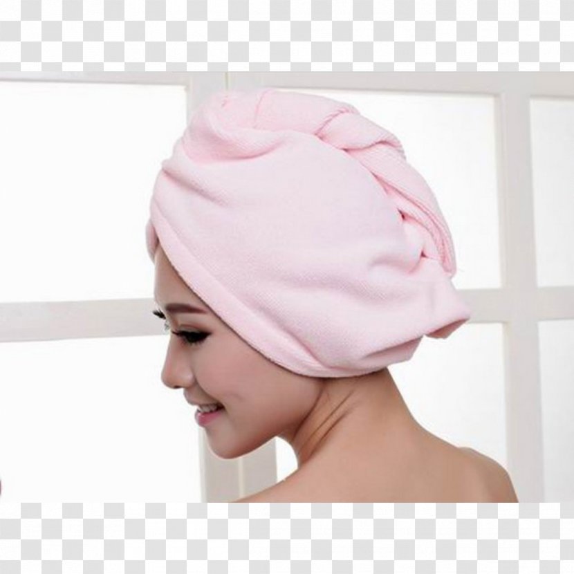 Towel Microfiber Hair Drying Cap - Pink - Turban Transparent PNG
