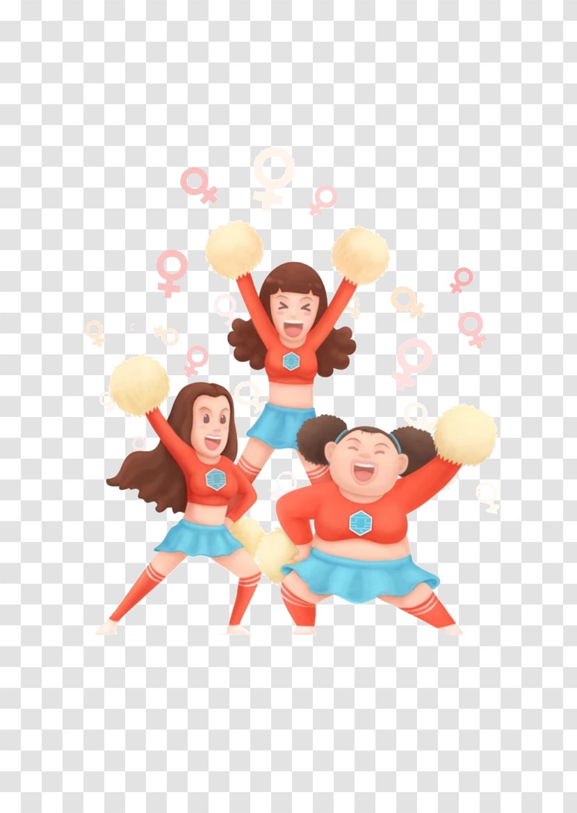Cartoon Dance Illustration - Girls Cheerleading Transparent PNG