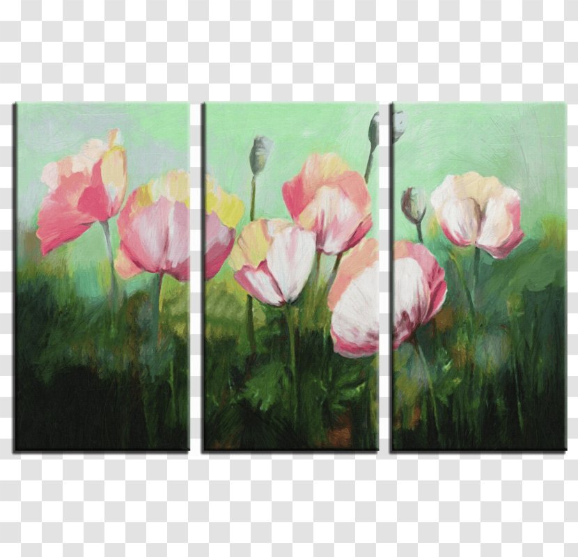 Painting Polyptych Triptych Flower Acrylic Paint - Online Shopping Transparent PNG