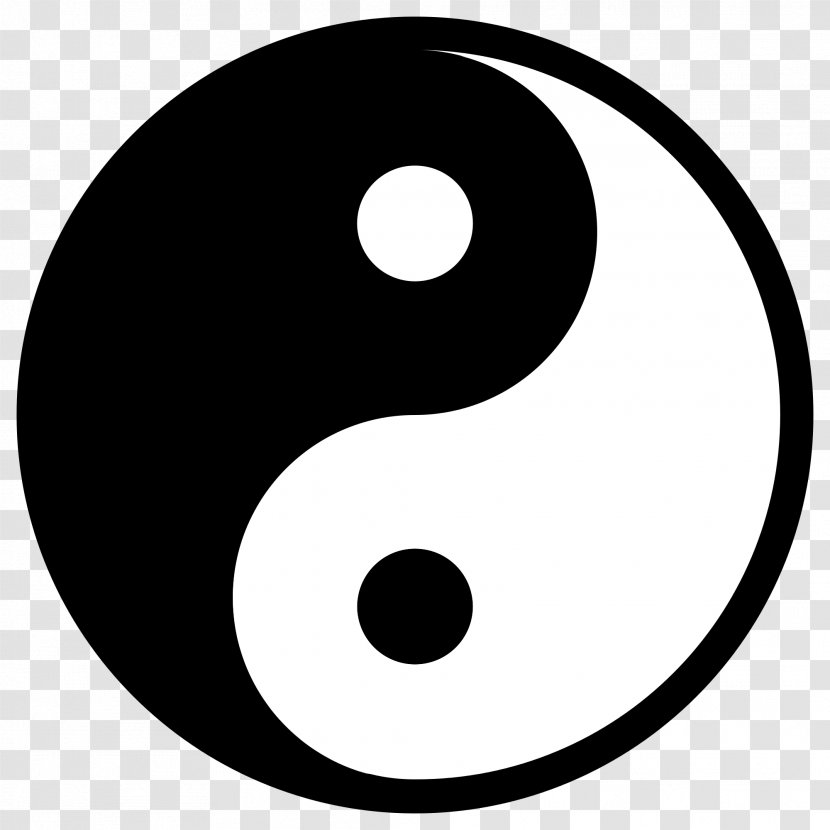Yin And Yang Symbol Clip Art - Monochrome Transparent PNG