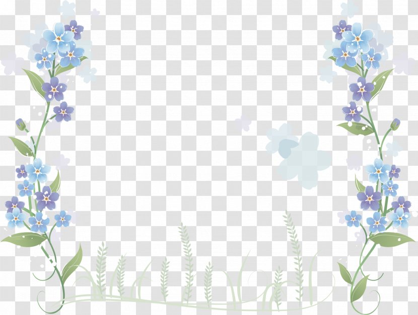 Flower Blue - Hand-painted Flowers Border Transparent PNG