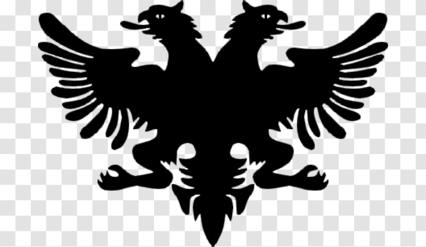 Flag Of Albania Coat Arms National - Monochrome Photography - Logoalbanaineagle Transparent PNG