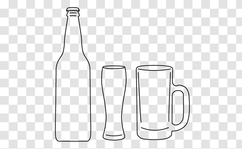 Glass Bottle Pint Beer Glasses - Drawing Transparent PNG
