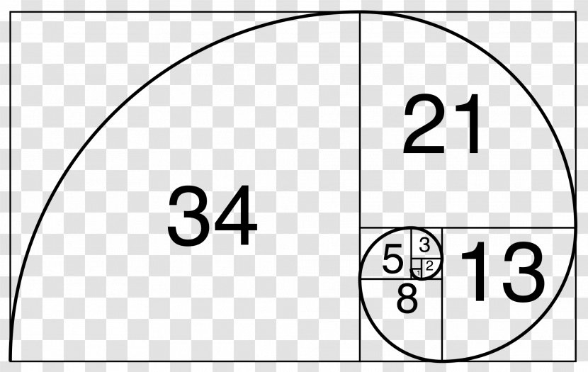 Fibonacci Number Golden Ratio Spiral Rectangle - Black - Circle Transparent PNG