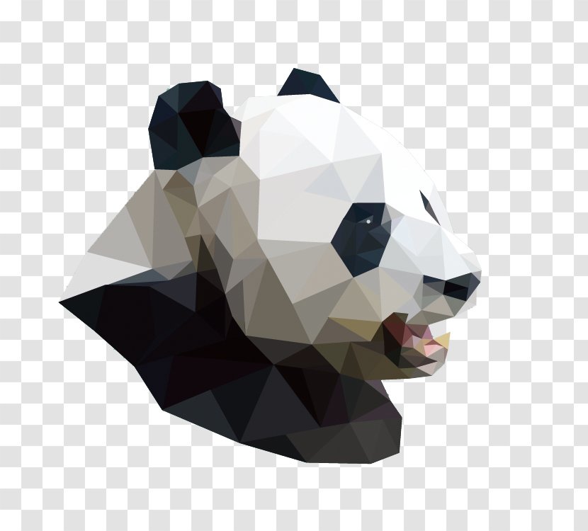 Giant Panda Deer Polygon Geometry - Minimalism - 3D Stereo Transparent PNG