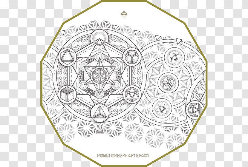 Metatron's Cube Line Art Overlapping Circles Grid Sacred Geometry - Design Transparent PNG