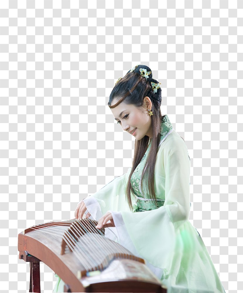 Guzheng Photography Bijin - Beauty Piano Transparent PNG