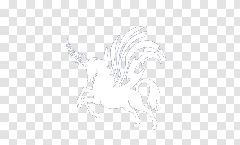 Unicorn Black And White Mane Text - Pegasus Back Transparent PNG