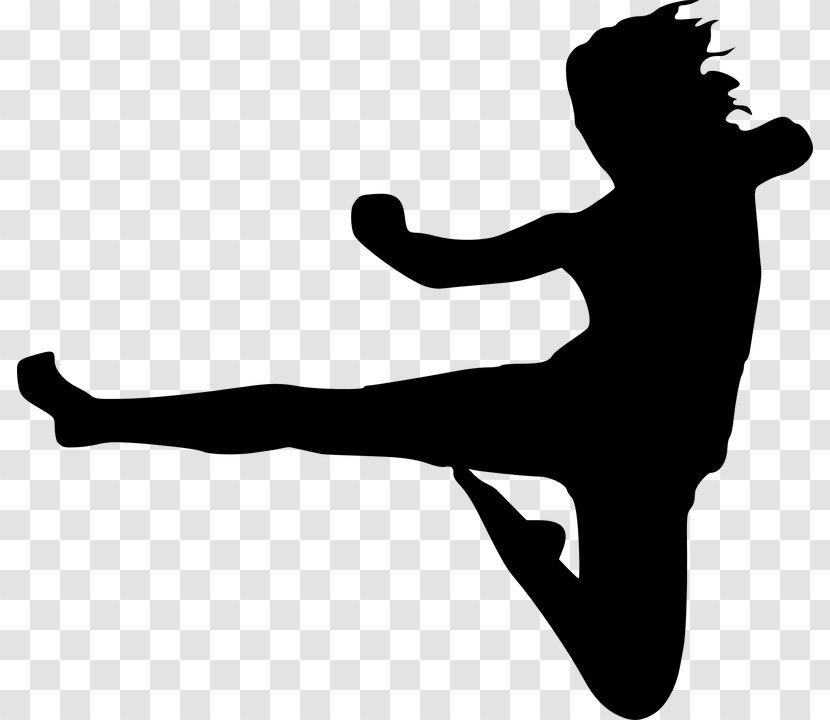 Taekwondo Cartoon - Silhouette - Jumping Athletic Dance Move Transparent PNG