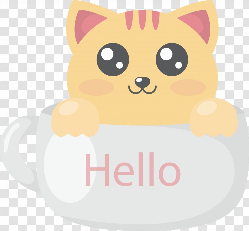 Cute Kitty Hello Whiskers Illustration - Small To Medium Sized Cats - Cat In The Glass Transparent PNG