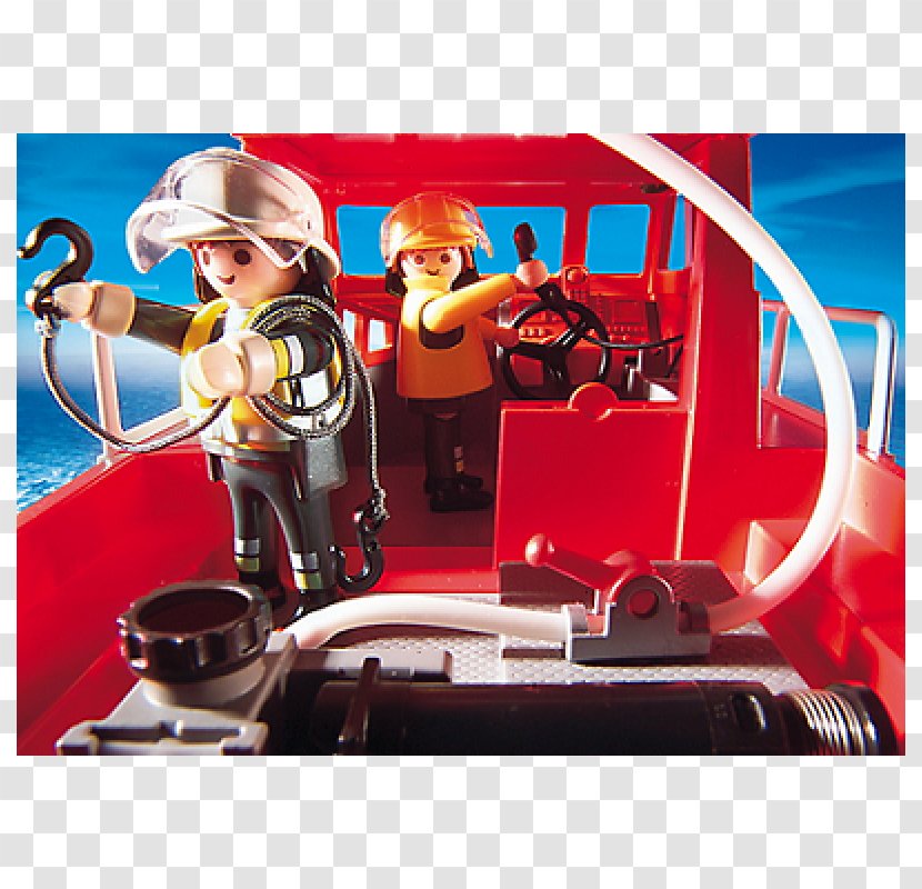Playmobil Fire Rescue Boat With Pump Toy Police Headquarters Prison Fireboat - Playset Transparent PNG