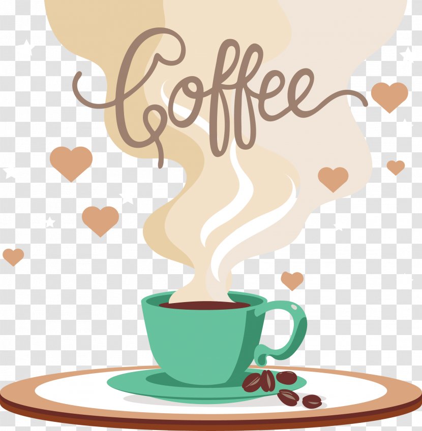 Coffee Cup Cafe Coca-Cola Teacup - Saucer - Vector Hand-painted Transparent PNG