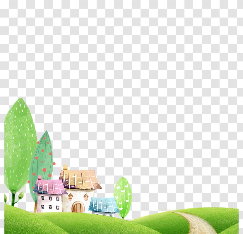 Idea Creativity - Village Of Fresh Green Background Material Transparent PNG