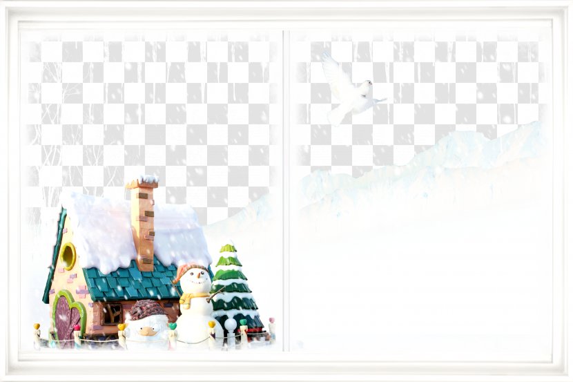 Santa Claus Christmas Tree Snowman Wallpaper - Snowy Shift Gate Pattern Pigeon House Transparent PNG