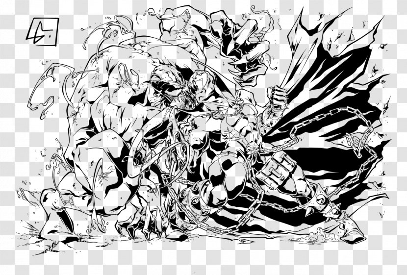 Venom Spider-Man Black And White Inker Sketch - Hawkgirl Transparent PNG