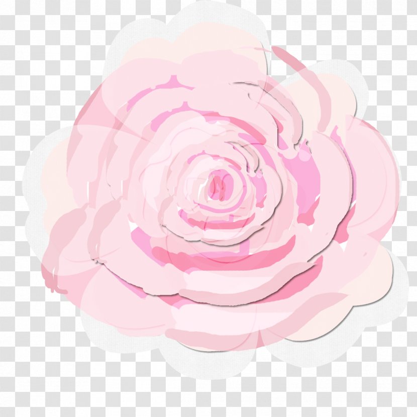 Pink Centifolia Roses Shabby Chic Watercolor Painting Garden - Cartoon Transparent PNG