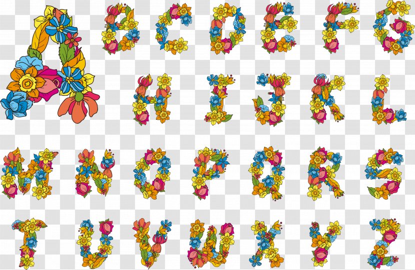 Alphabet Letter Case Flower - Color Material Transparent PNG