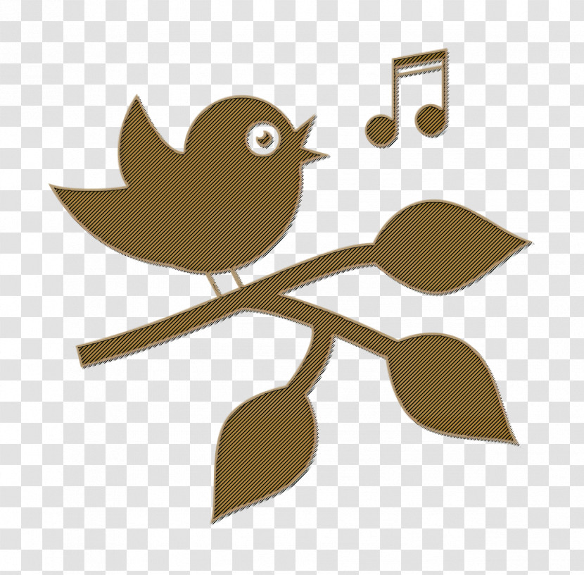Bird Icon Animals Icon Bird Singing On A Branch With Leaves Icon Transparent PNG