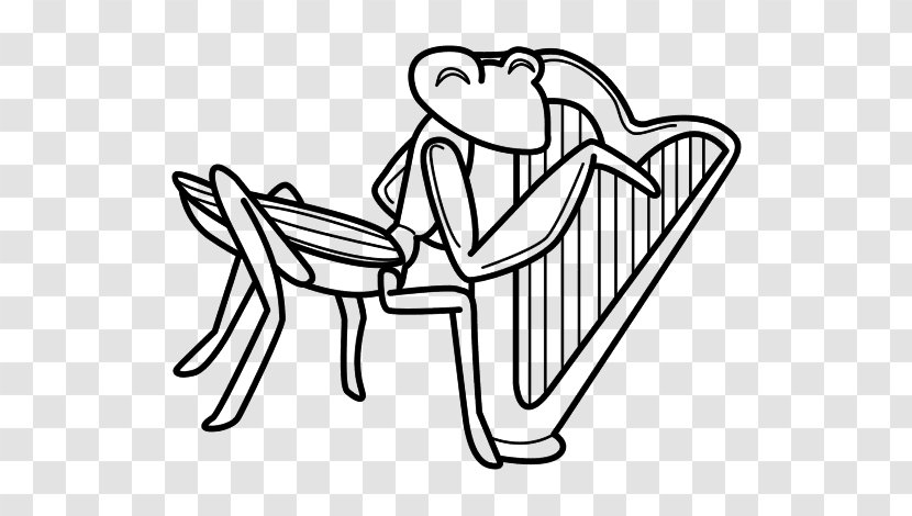 Coloring Book Drawing The Ant And Grasshopper Harp - Flower Transparent PNG