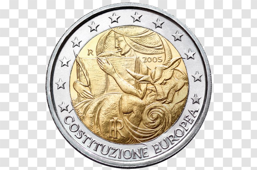 Italy 2 Euro Commemorative Coins Coin - Italian Lira Transparent PNG