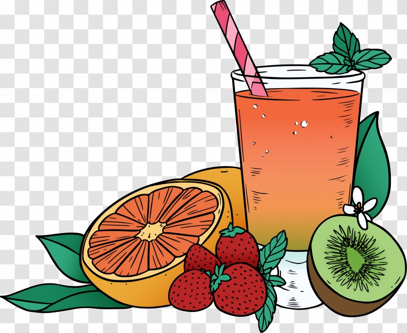 Orange Juice Cocktail Fruit Aguas Frescas - Strawberry - Grapefruit Kiwifruit Mixed Transparent PNG