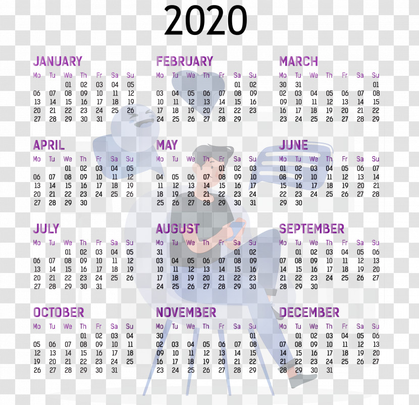 Calendar System Font Purple Meter 2011 Transparent PNG