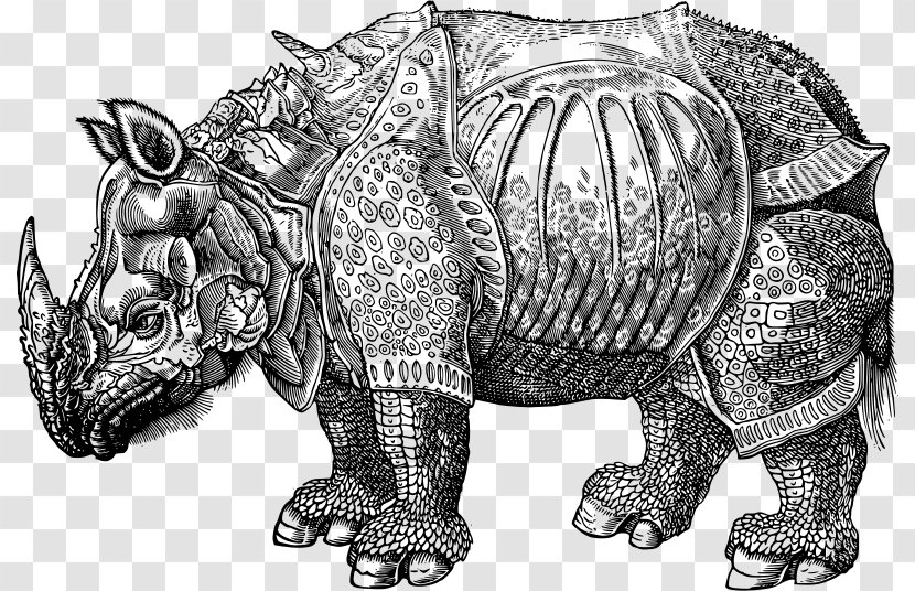 Dürer's Rhinoceros Armour Drawing Clip Art - Black Transparent PNG