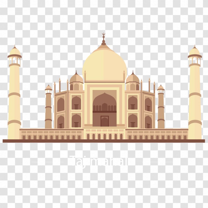 Taj Mahal Landmark Illustration - Silhouette - Vector Transparent PNG
