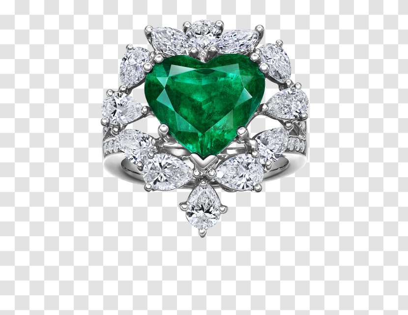 Emerald Ring Jewellery Diamond Gemstone - Brooch Transparent PNG