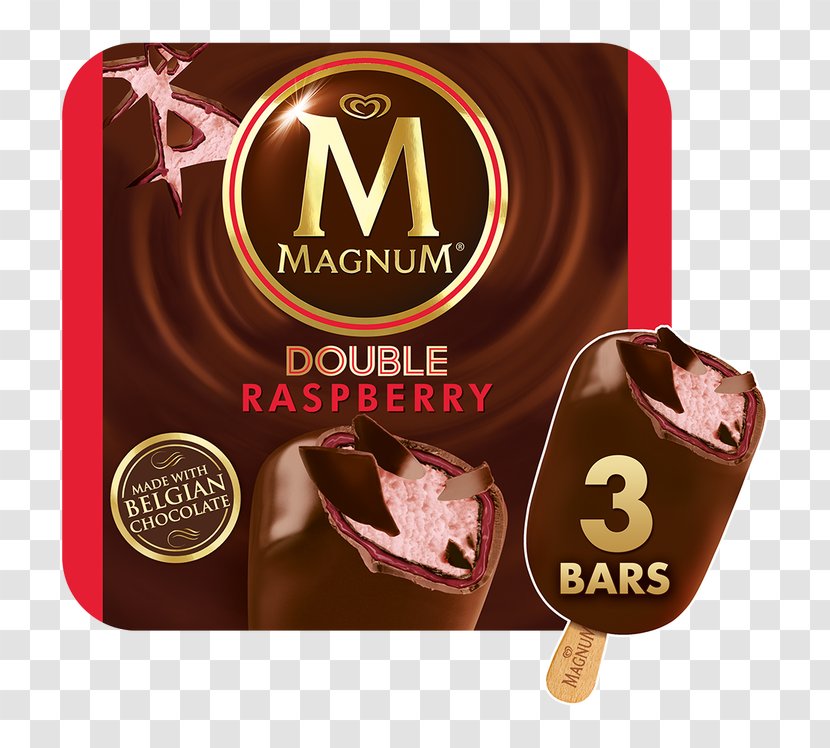 Chocolate Ice Cream Belgian Magnum - Food - Raspberries Transparent PNG