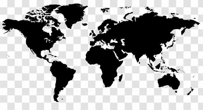 World Map - Monochrome - Royaltyfree Transparent PNG