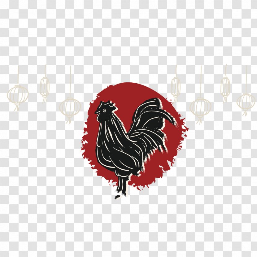 Rooster Chicken Chinese New Year 2017 - Poultry - Vector Black Cock Transparent PNG