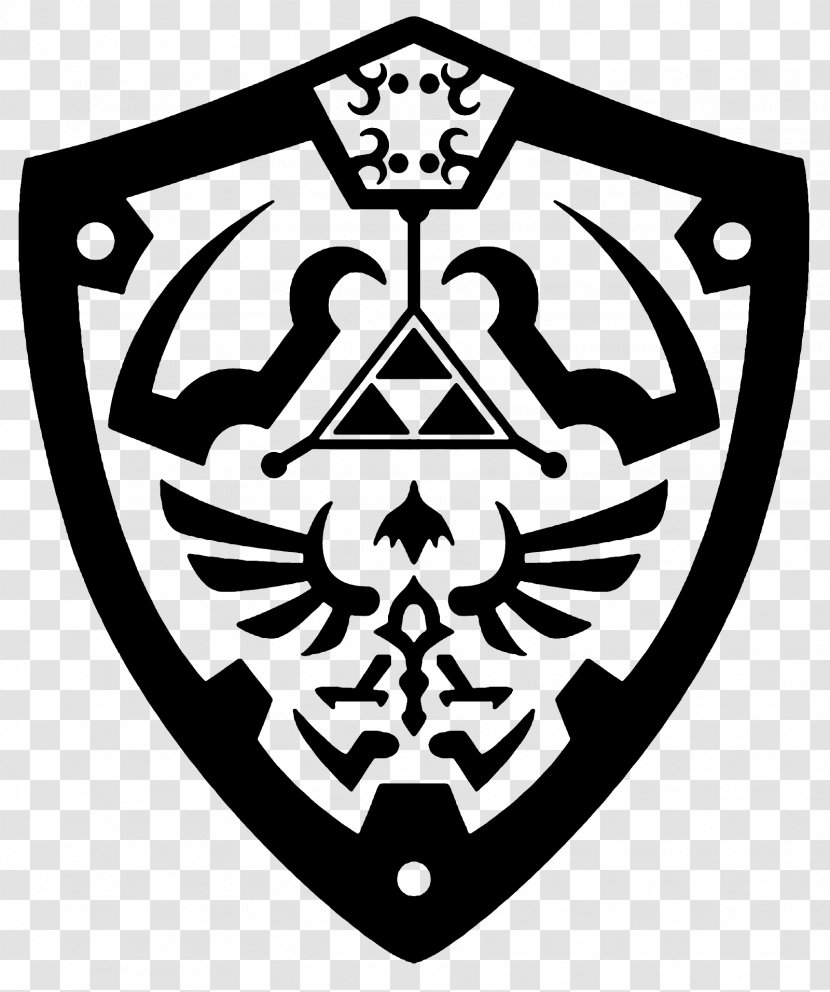 Shield Logo - Universe Of The Legend Zelda - Blackandwhite Automotive Decal Transparent PNG