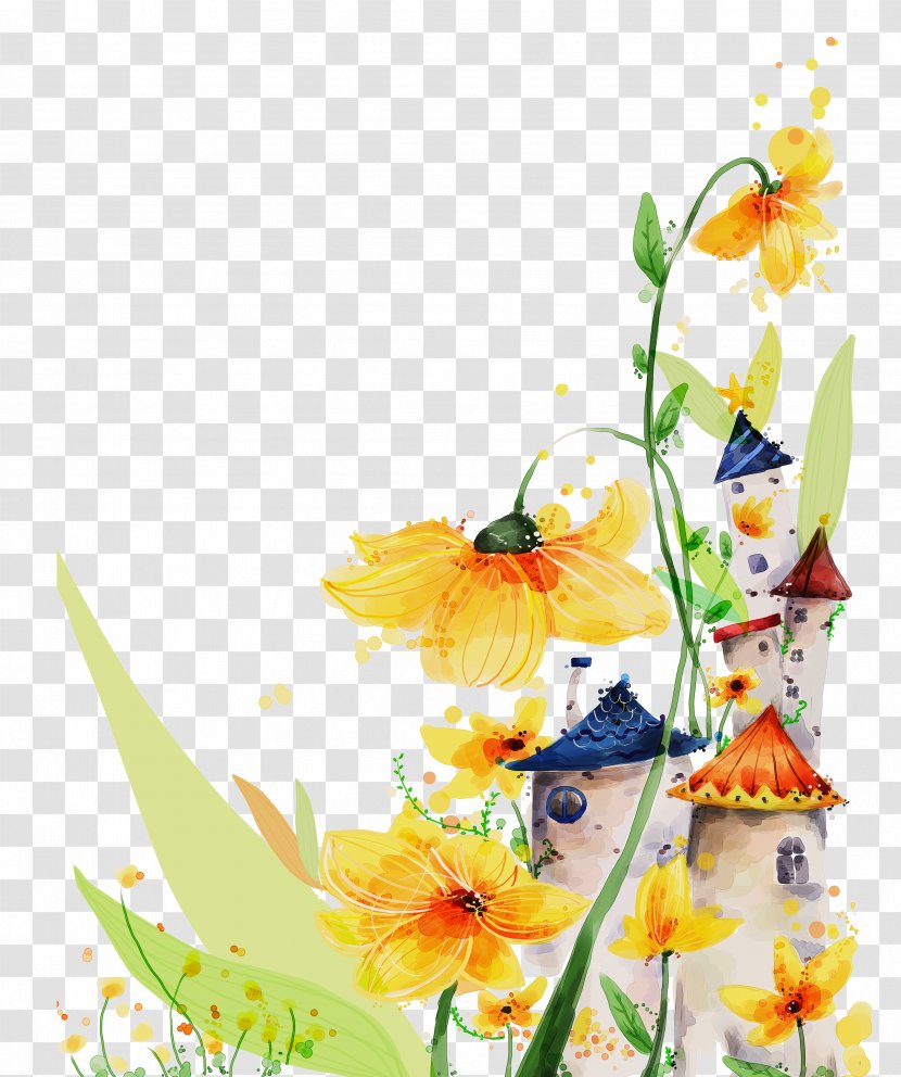 Cartoon Illustration - Floristry - Floral Background Transparent PNG