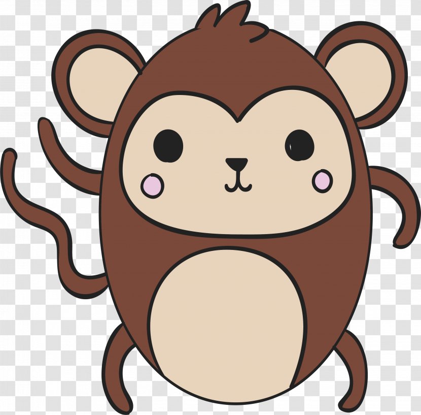 Euclidean Vector Drawing Kavaii - Cute Little Monkey Transparent PNG