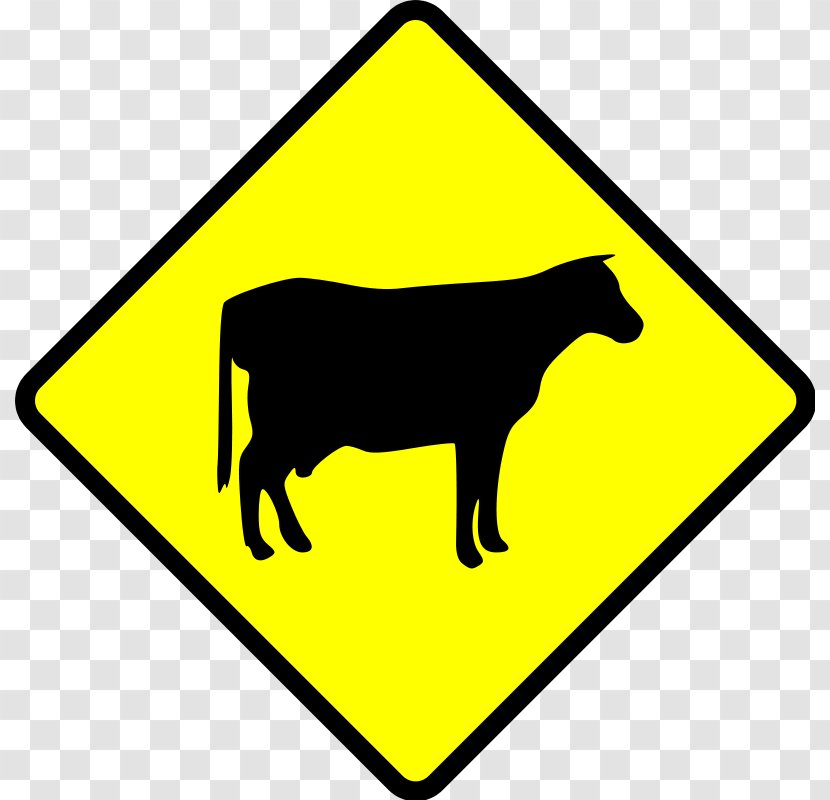 Cattle Ox Traffic Sign Road Warning - Free Pictures Of Cows Transparent PNG
